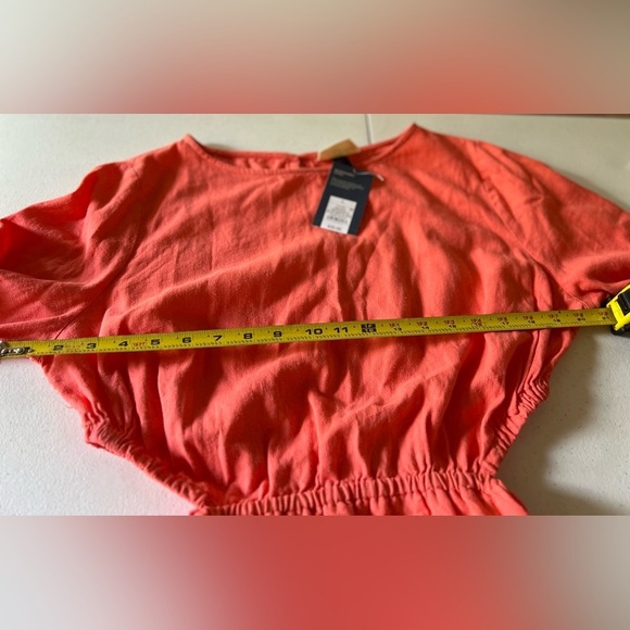 UNIVERSAL THREAD Women's Coral Orange Linen Blend Long Sleeve Side Cut Out Dress - Picture 9 of 11